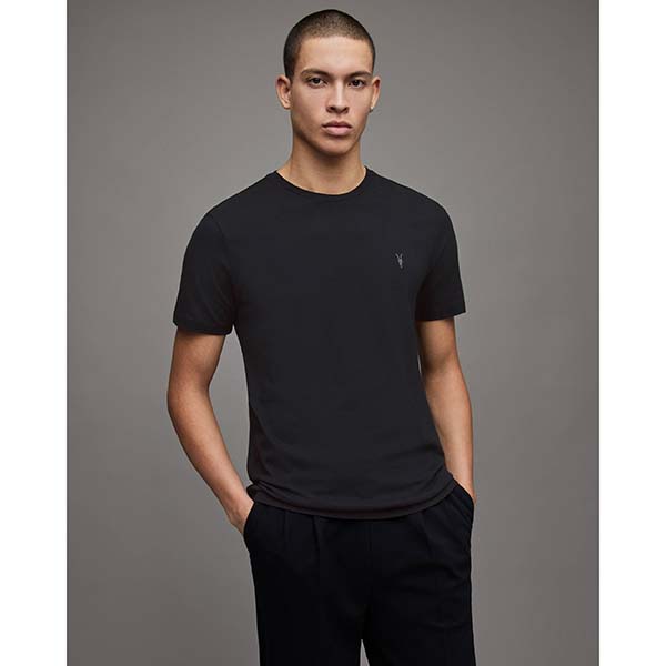 Allsaints Australia Mens Brace Brushed Cotton 3 Packs T-Shirt Black AU28-710